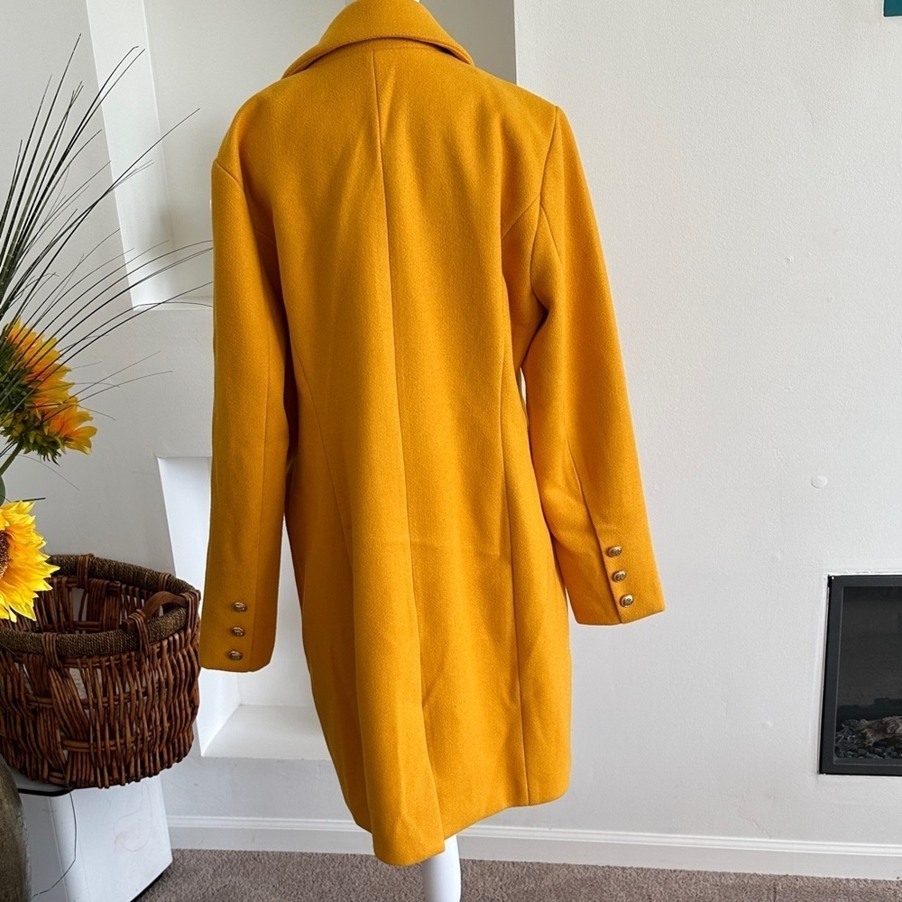 Idealsanxun Stylish Mustard Double-Breasted Pea Coat - Picture 4 of 7